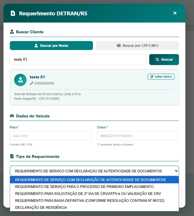 Busca de cliente